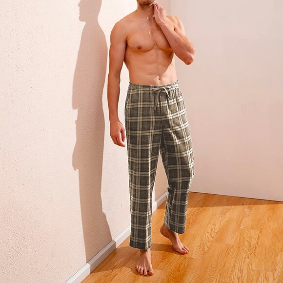 Men's Ultra-Soft Cozy Comfy Breathable Flannel Plaid Lounge Pajama Sleep Pants - Picture 5 of 16